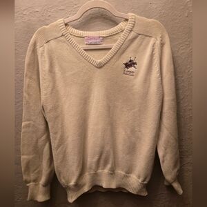 Vintage USA Knit Polo Club Sweater | Equestrian Preppy V-Neck | M